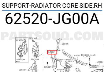 Nissan 62520JG00A SUPPORT-RADIATOR CORE SIDE,RH