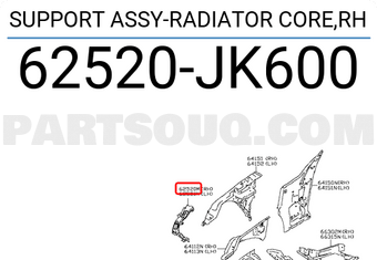 Nissan 62520JK600 SUPPORT ASSY-RADIATOR CORE,RH