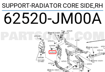 Nissan 62520JM00A SUPPORT-RADIATOR CORE SIDE,RH
