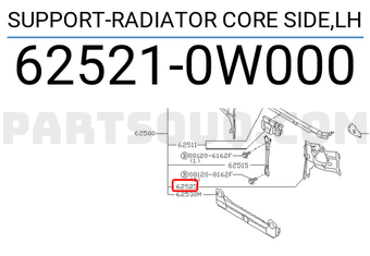Nissan 625210W000 SUPPORT-RADIATOR CORE SIDE,LH