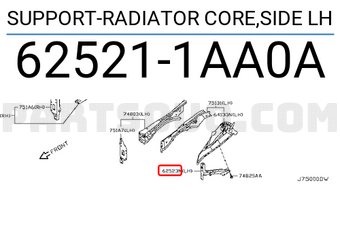 Nissan 625211AA0A SUPPORT-RADIATOR CORE,SIDE LH