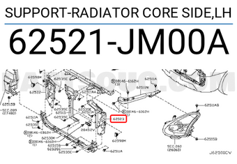 Nissan 62521JM00A SUPPORT-RADIATOR CORE SIDE,LH
