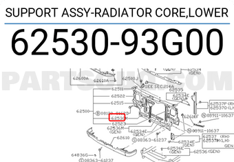Nissan 6253093G00 SUPPORT ASSY-RADIATOR CORE,LOWER