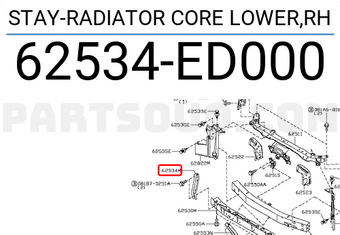 Nissan 62534ED000 STAY-RADIATOR CORE LOWER,RH