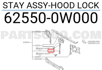 Nissan 625500W000 STAY ASSY-HOOD LOCK
