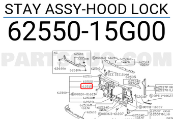 Nissan 6255015G00 STAY ASSY-HOOD LOCK