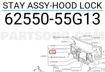 Nissan 6255055G13 STAY ASSY-HOOD LOCK