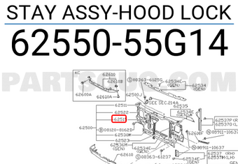 Nissan 6255055G14 STAY ASSY-HOOD LOCK