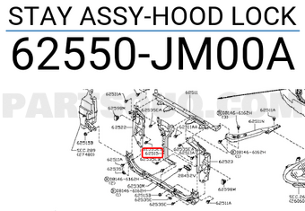 Nissan 62550JM00A STAY ASSY-HOOD LOCK