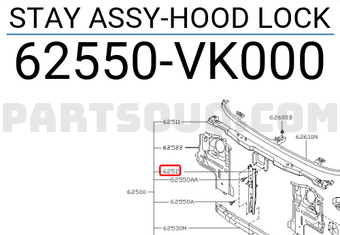 Nissan 62550VK000 STAY ASSY-HOOD LOCK