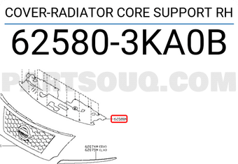 Nissan 625803KA0B COVER-RADIATOR CORE SUPPORT RH