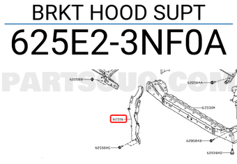 Nissan 625E23NF0A BRKT HOOD SUPT