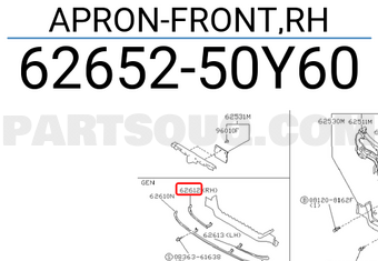 Nissan 6265250Y60 APRON-FRONT,RH