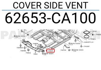 Nissan 62653CA100 COVER SIDE VENT
