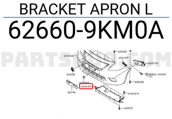 Nissan 626609KM0A BRACKET APRON L