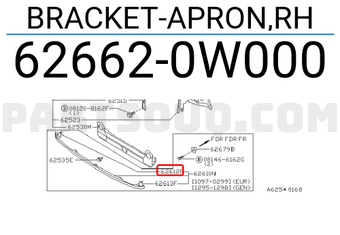 Nissan 626620W000 BRACKET-APRON,RH