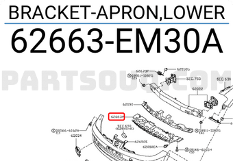 Nissan 62663EM30A BRACKET-APRON,LOWER