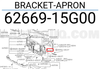 Nissan 6266915G00 BRACKET-APRON
