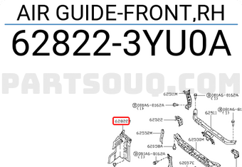 Nissan 628223YU0A AIR GUIDE-FRONT,RH