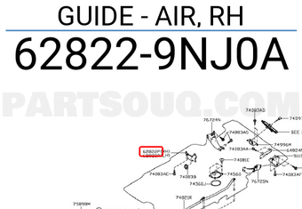 Nissan 628229NJ0A GUIDE - AIR, RH