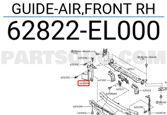 Nissan 62822EL000 GUIDE-AIR,FRONT RH