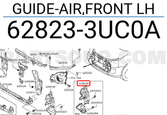 Nissan 628233UC0A GUIDE-AIR,FRONT LH