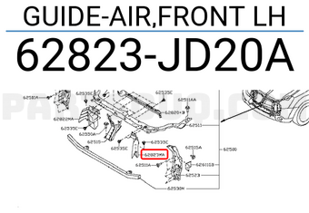 Nissan 62823JD20A GUIDE-AIR,FRONT LH