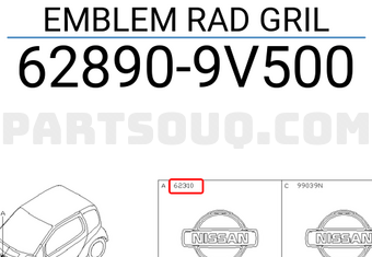 Nissan 628909V500 EMBLEM RAD GRIL