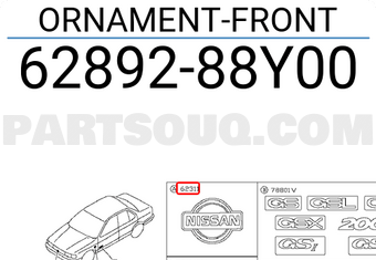 Nissan 6289288Y00 ORNAMENT-FRONT