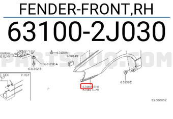 Nissan 631002J030 FENDER-FRONT,RH