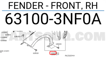 Nissan 631003NF0A FENDER - FRONT, RH