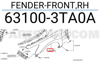 Nissan 631003TA0A FENDER-FRONT,RH