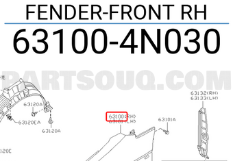 Nissan 631004N030 FENDER-FRONT RH