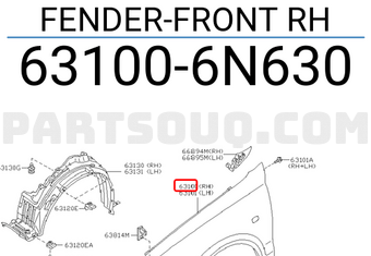 Nissan 631006N630 FENDER-FRONT RH