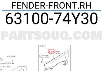 Nissan 6310074Y30 FENDER-FRONT,RH