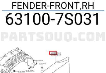 Nissan 631007S031 FENDER-FRONT,RH