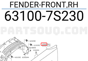 Nissan 631007S230 FENDER-FRONT,RH