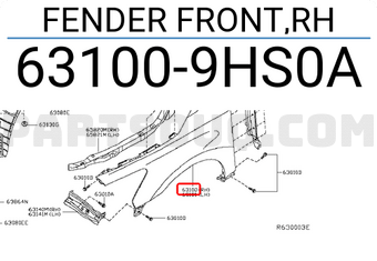 Nissan 631009HS0A FENDER FRONT,RH