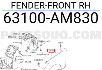 Nissan 63100AM830 FENDER-FRONT RH