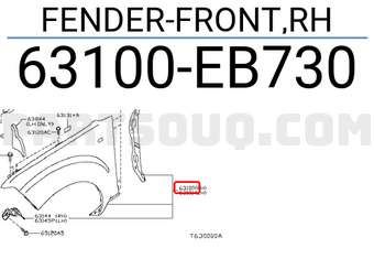 Nissan 63100EB730 FENDER-FRONT,RH