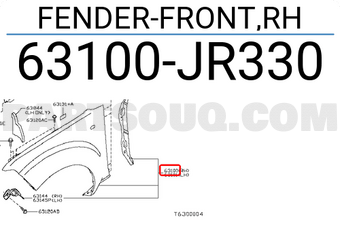 Nissan 63100JR330 FENDER-FRONT,RH