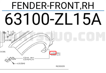 Nissan 63100ZL15A FENDER-FRONT,RH