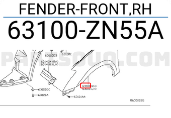 Nissan 63100ZN55A FENDER-FRONT,RH