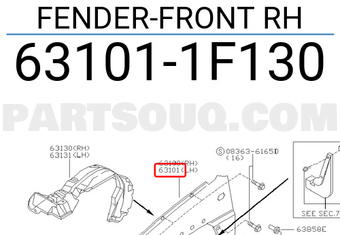 Nissan 631011F130 FENDER-FRONT RH