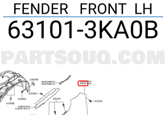 Nissan 631013KA0B FENDER FRONT LH