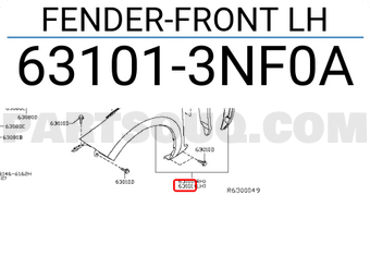 Nissan 631013NF0A FENDER-FRONT LH