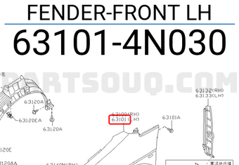 Nissan 631014N030 FENDER-FRONT LH