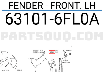 Nissan 631016FL0A FENDER - FRONT, LH