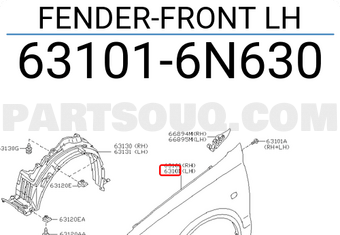 Nissan 631016N630 FENDER-FRONT LH
