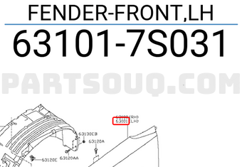 Nissan 631017S031 FENDER-FRONT,LH